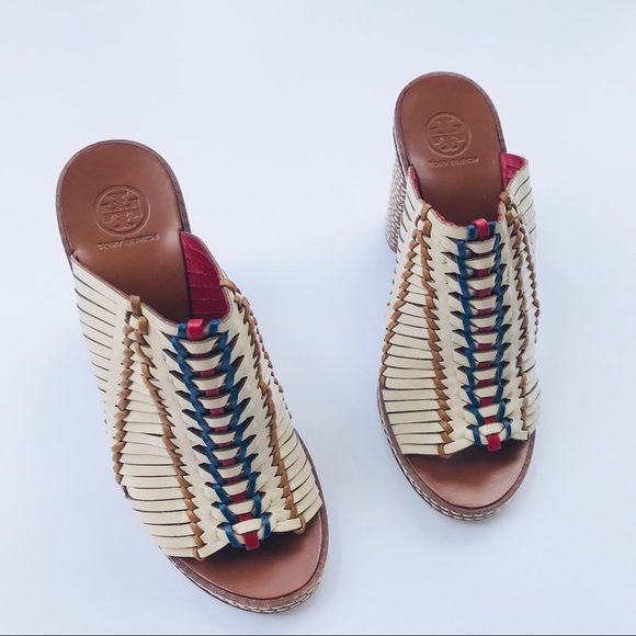 Tory Burch RARE weaves heel open toe mules - Picture 2 of 5